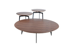 HomeRoots 11" Walnut Veneer And Metal Coffee Table Set