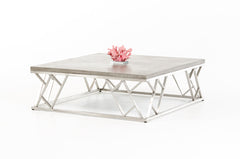HomeRoots 13" Concrete And Steel Coffee Table
