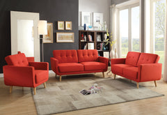 HomeRoots 74" X 31" X 35" Red Linen Sofa