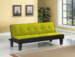 HomeRoots 66" X 29" X 28" Green Flannel Fabric Adjustable Couch