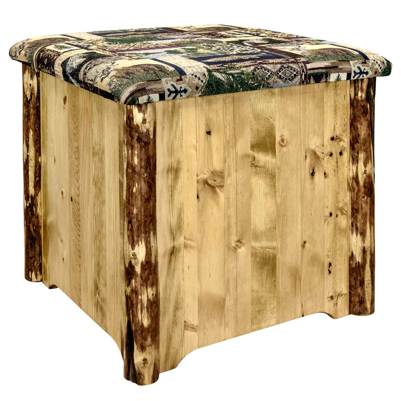 Montana Woodworks Glacier Country Collection Upholstered Ottoman w/ Storage, Woodland Upholstery