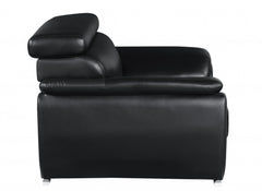 HomeRoots 86" Captivating Black Leather Sofa