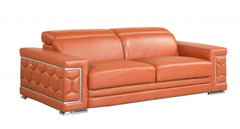 HomeRoots 89" Sturdy Camel Leather Sofa