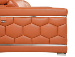 HomeRoots 89" Sturdy Camel Leather Sofa