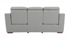 HomeRoots 90" X 41" X 41" Modern Gray Leather Reclining Sofa