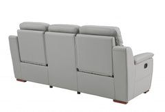 HomeRoots 90" X 41" X 41" Modern Gray Leather Reclining Sofa