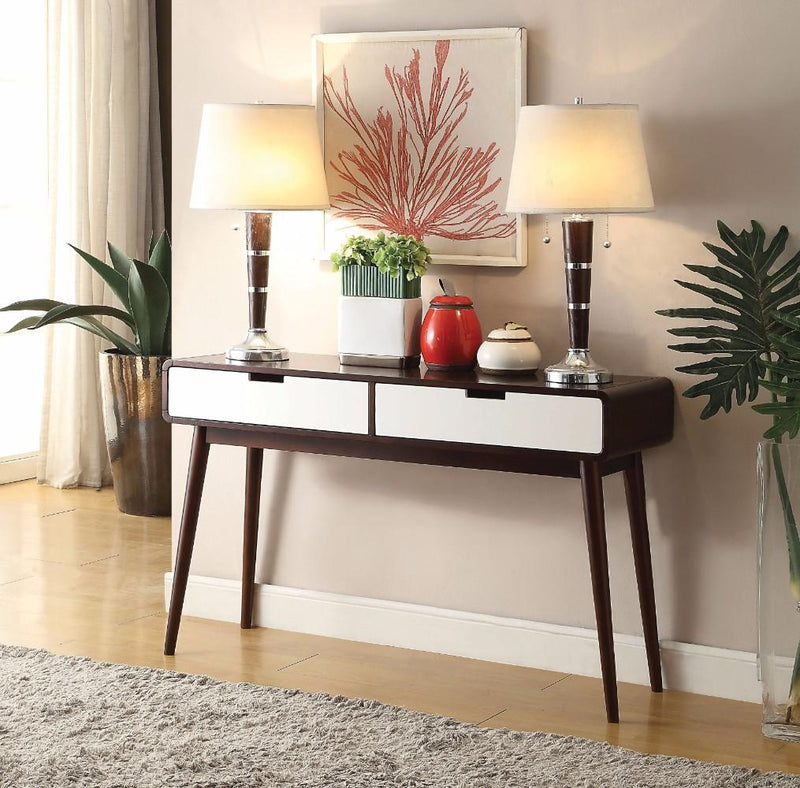 Benzara Beautiful Sofa Table With 2 Drawers, Espresso & White