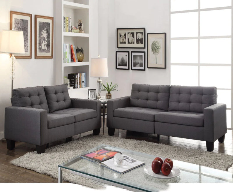 Benzara Dashing Sofa In Gray Linen Fabric