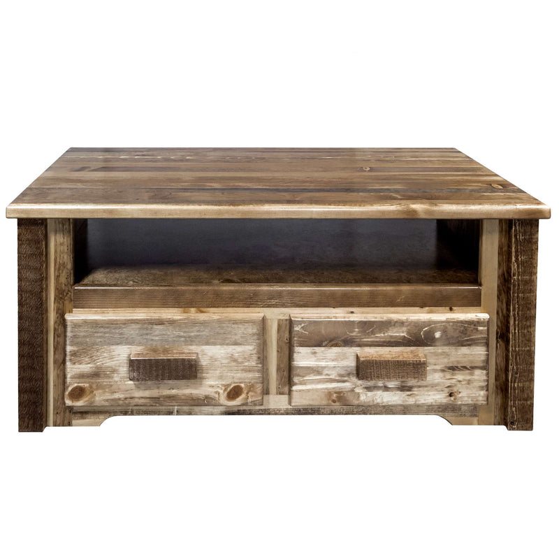 Montana Woodworks Homestead Collection Two Drawer Sitting Chest/Entertainment Center, Stain & Lacquer Finish