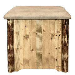 Montana Woodworks Glacier Country Collection Upholstered Ottoman w/ Storage, Buckskin Upholstery