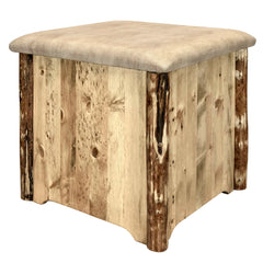 Montana Woodworks Glacier Country Collection Upholstered Ottoman w/ Storage, Buckskin Upholstery