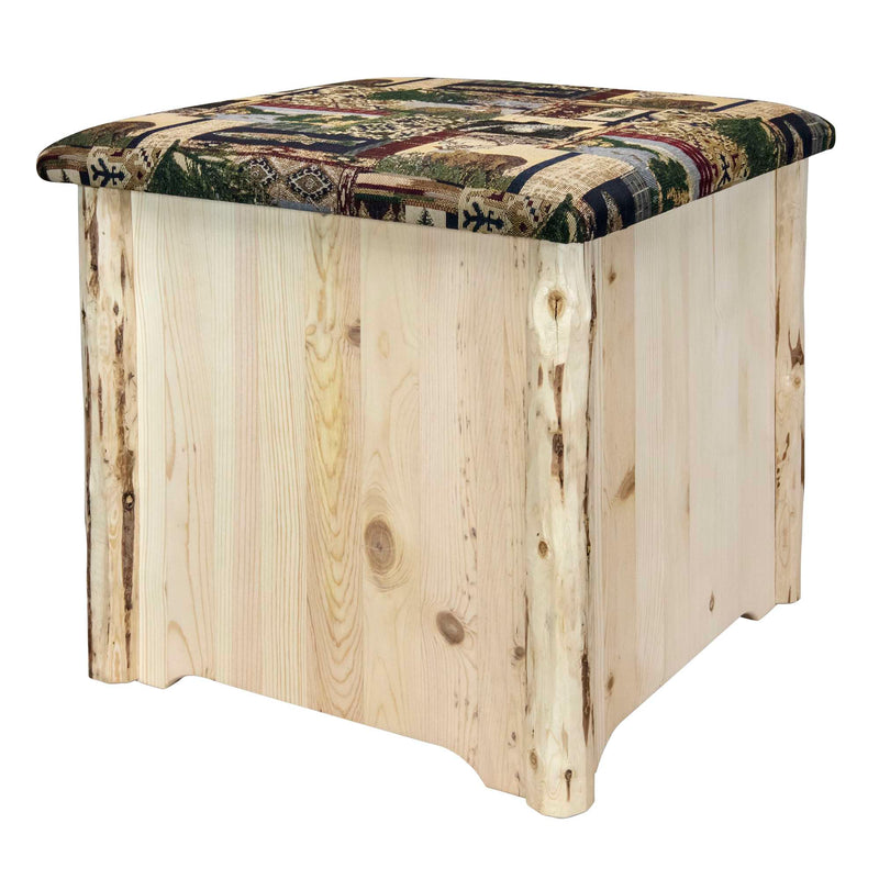 Montana Woodworks Montana Collection Upholstered Ottoman w/ Storage, Woodland Upholstery, Ready to Finish