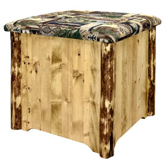 Montana Woodworks Glacier Country Collection Upholstered Ottoman w/ Storage, Woodland Upholstery